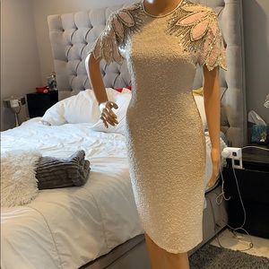 Sequence off white and pink dress